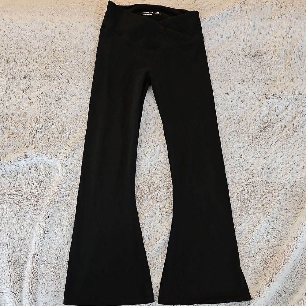 Hollister Black Leggings with Ultra High Crossover Waist And Flare Bottoms